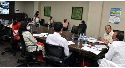 Health Minister along with C S held a Video Conference with District Collectors on Covid-19 