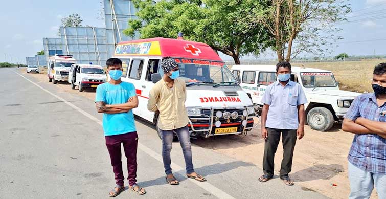 Telangana police AP Ambulance amid covid fear